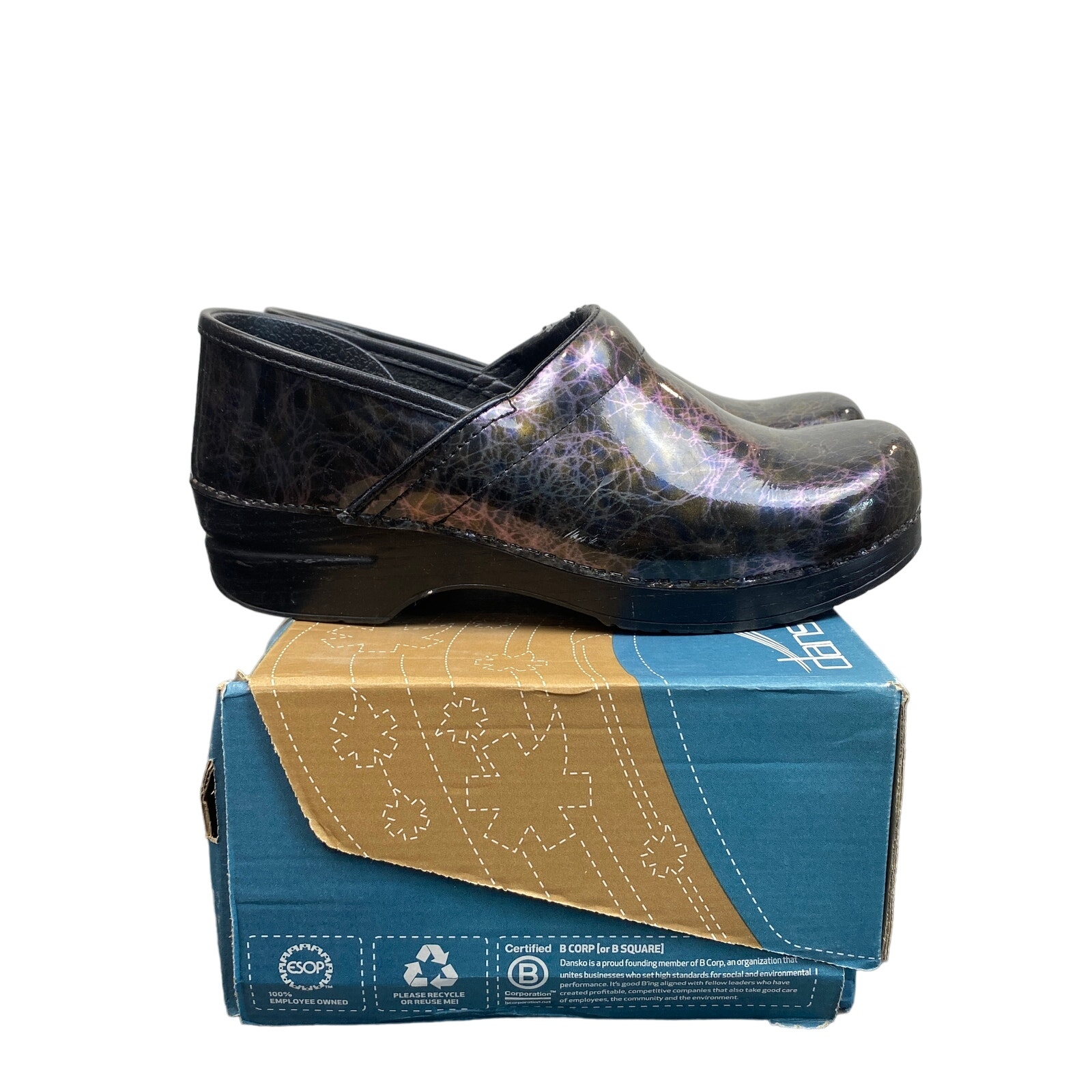 Dansko Professional Lightning Patent Leather Metallic Clogs Women's 41