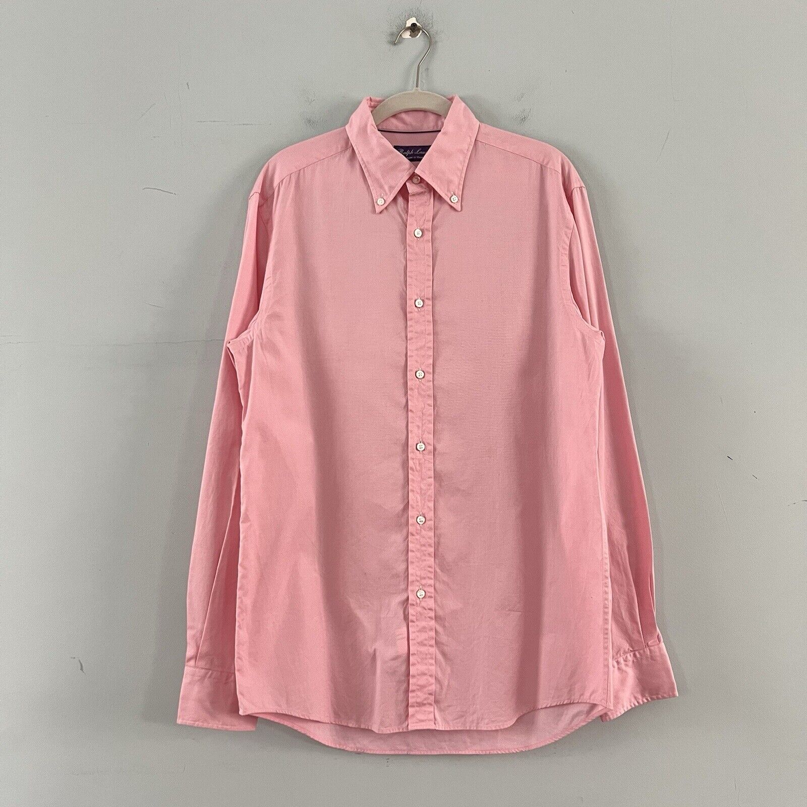 Ralph Lauren Purple Label Pink Cotton Poplin Button-Up Long Sleeve Dress Shirt