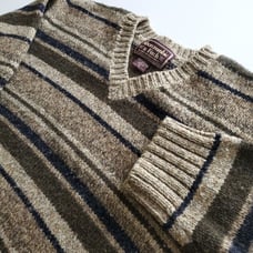VINTAGE Abercrombie Fitch Mens XL 100% Shetland Wool Striped V Neck