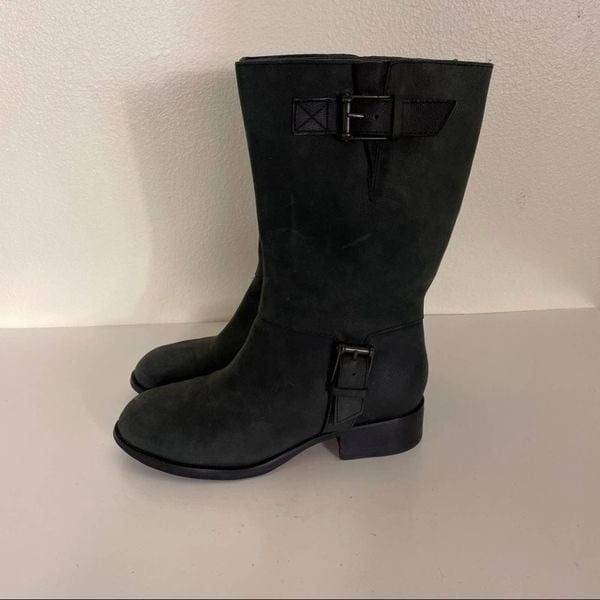 Cole Haan Charcoal Grey Leather Moto Boots
