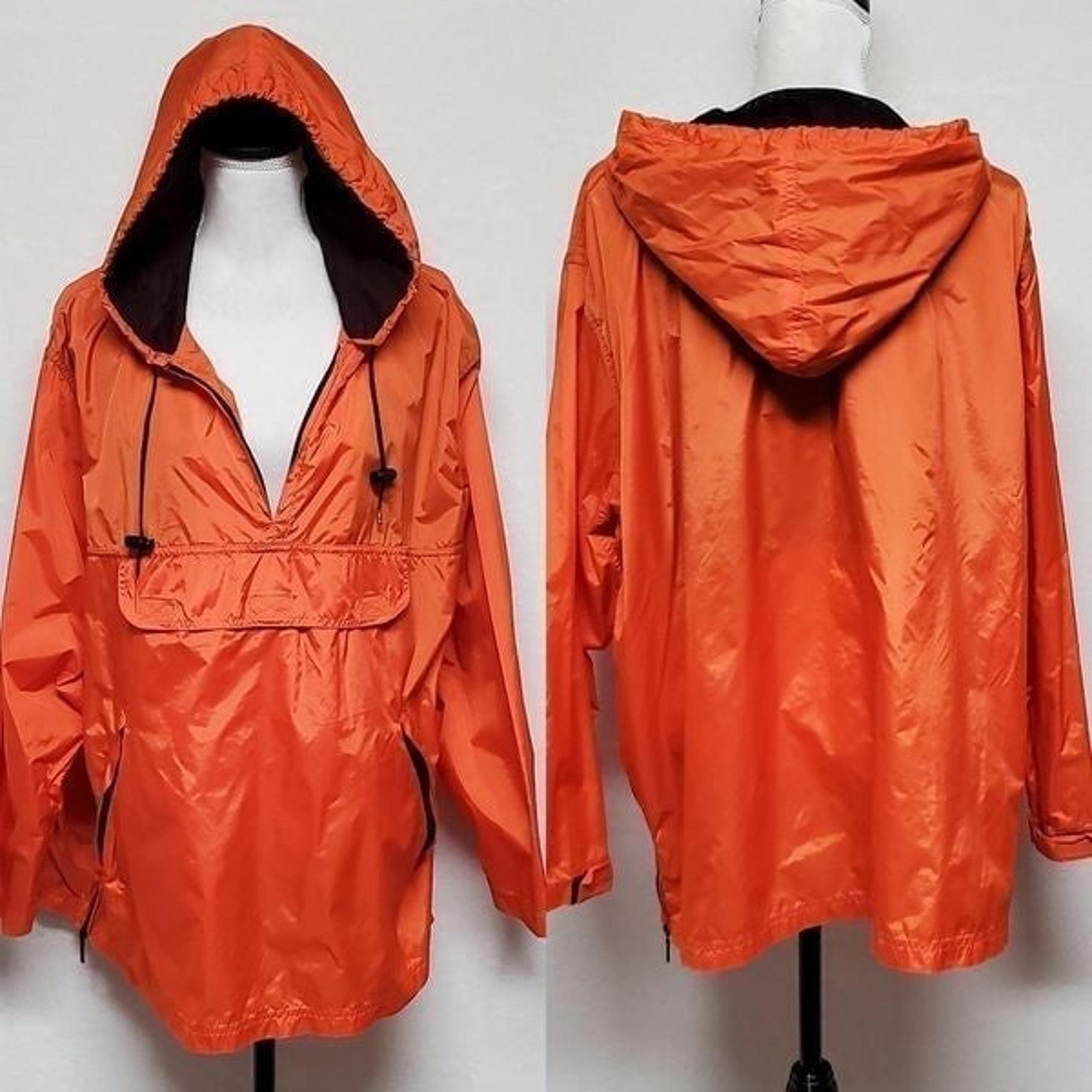 Vintage 1990s Jones New York Orange Hooded Side-Zip Fanny Pack Windbreaker XL