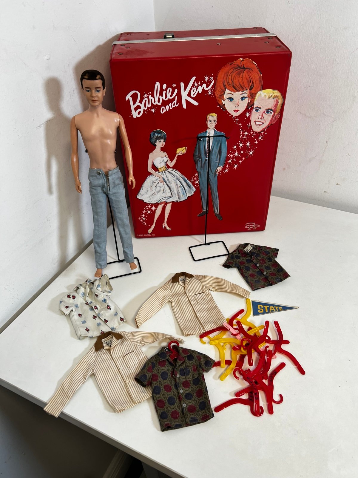 Vintage 1963 Barbie and Ken Box with Ken Doll and Ken Clothes!