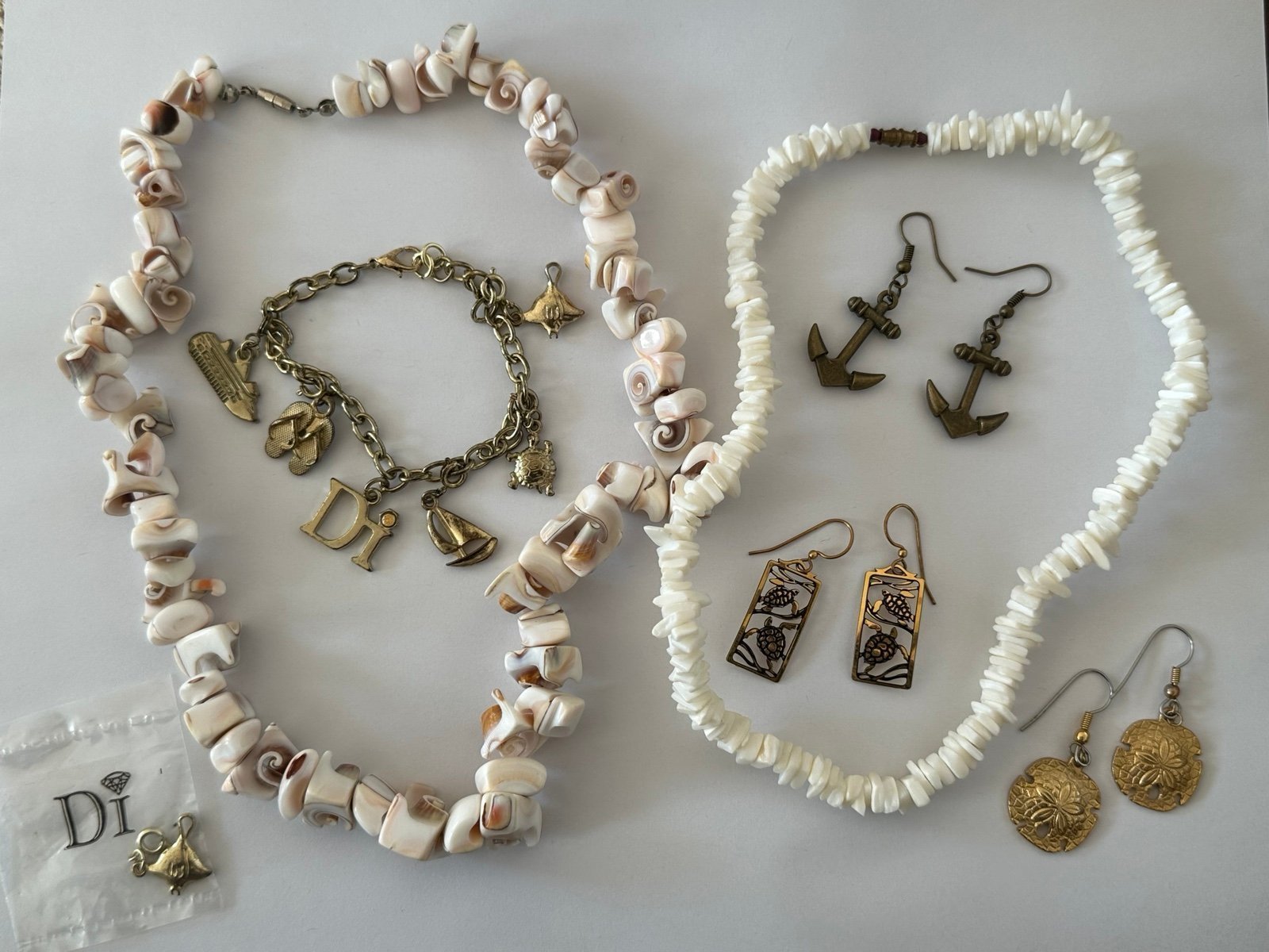 Jewelry Lot Beach Bundle Seashell Necklace Sea Turtle Earrings Charm Bracelet