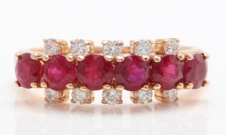 2.20Ct Natural Round Red Ruby & Diamond Halo Solitaire Ring 14k Rose Gold