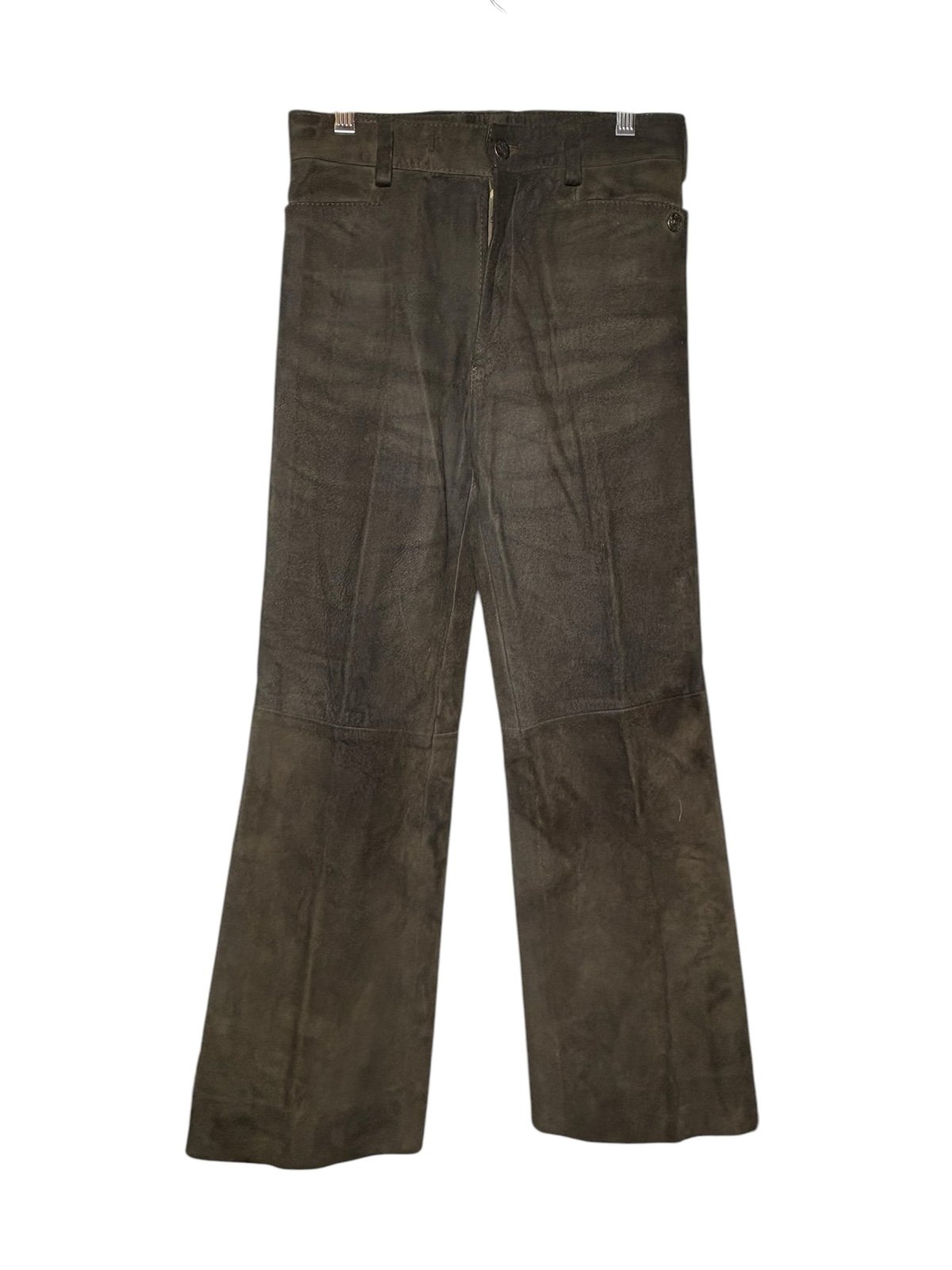 Vintage 1960's McDouglas Paris Suede Flare Leg Pants Button Fly Wide Brown 27/34
