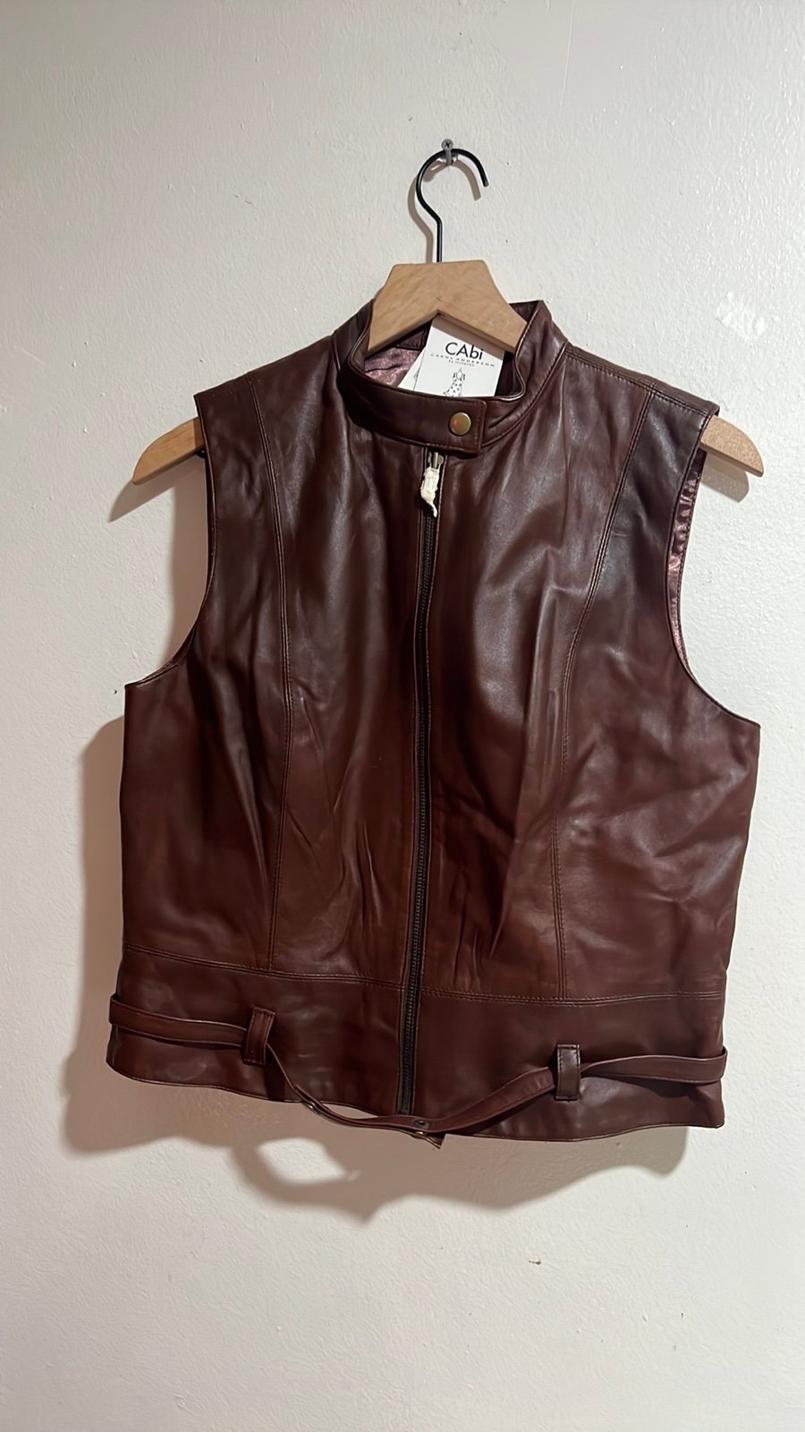 CAbi Brown Leather Vest. SZ M