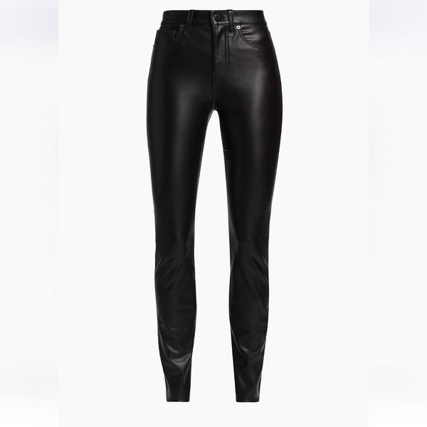 Veronica Beard NWT Debbie Vegan Leather Skinny Pants High Rise Black Size 30