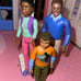 Family of 3 african american loving family teen boy set