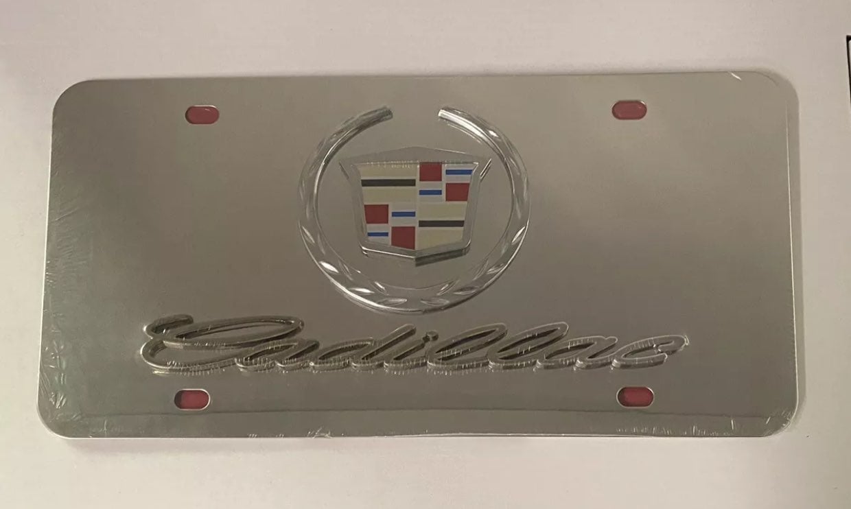 Cadillac 3D New Logo/Word On SS lic.Plt