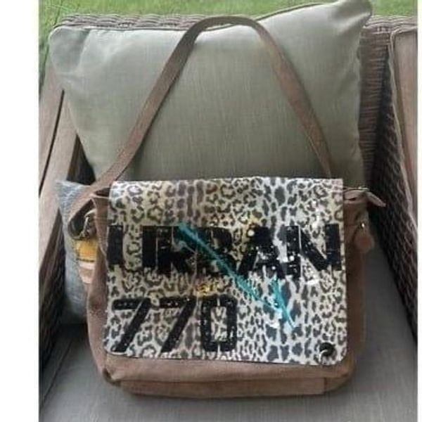 Crazy Lou Paris Graphic Suede Messenger Bag