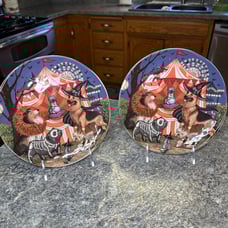 Pier 1 Park Avenue Puppies Halloween 8.75 Carnival Salad Plates!