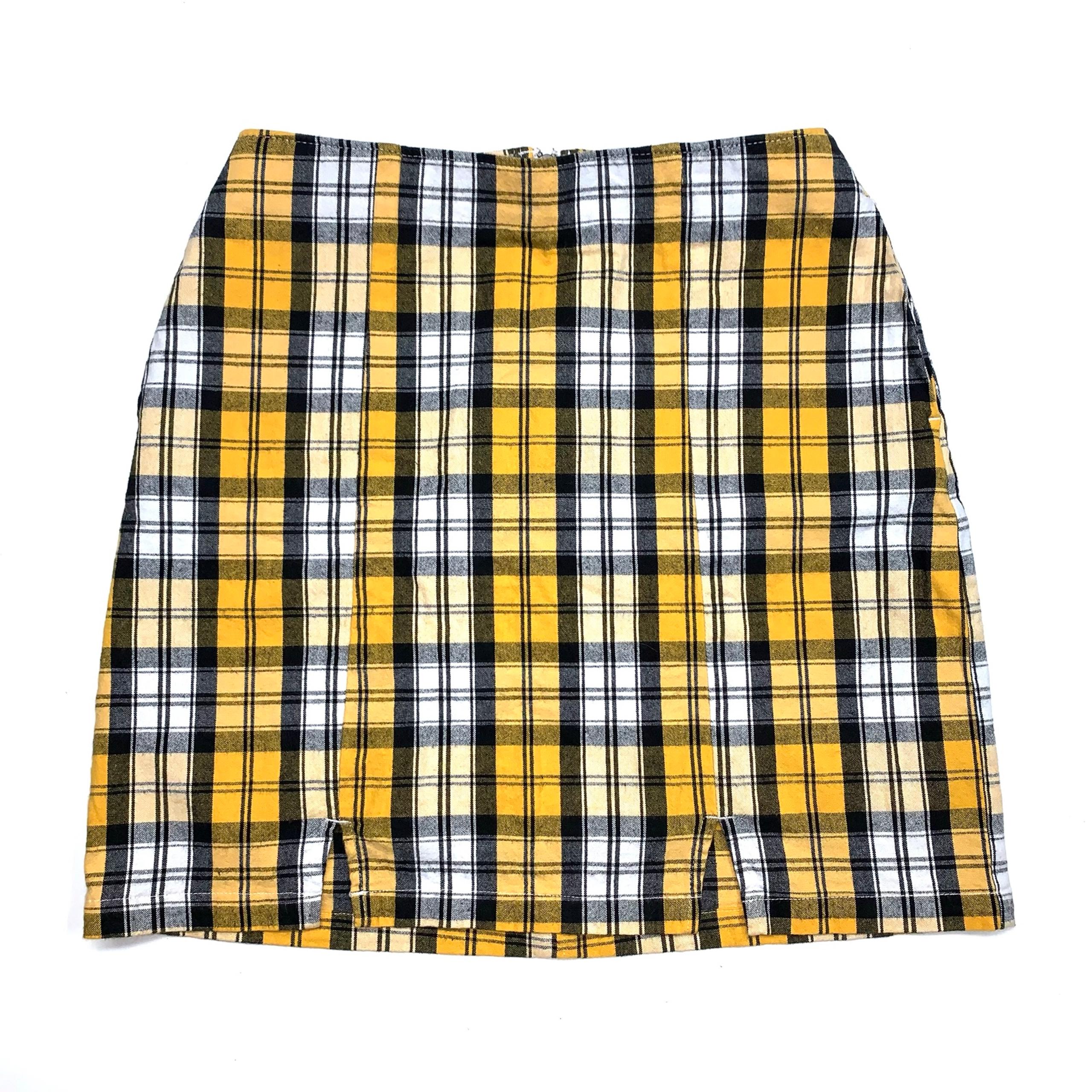 Hollister Ultra High Rise Yellow Plaid Zip Back Mini Skirt Women’s Size XS