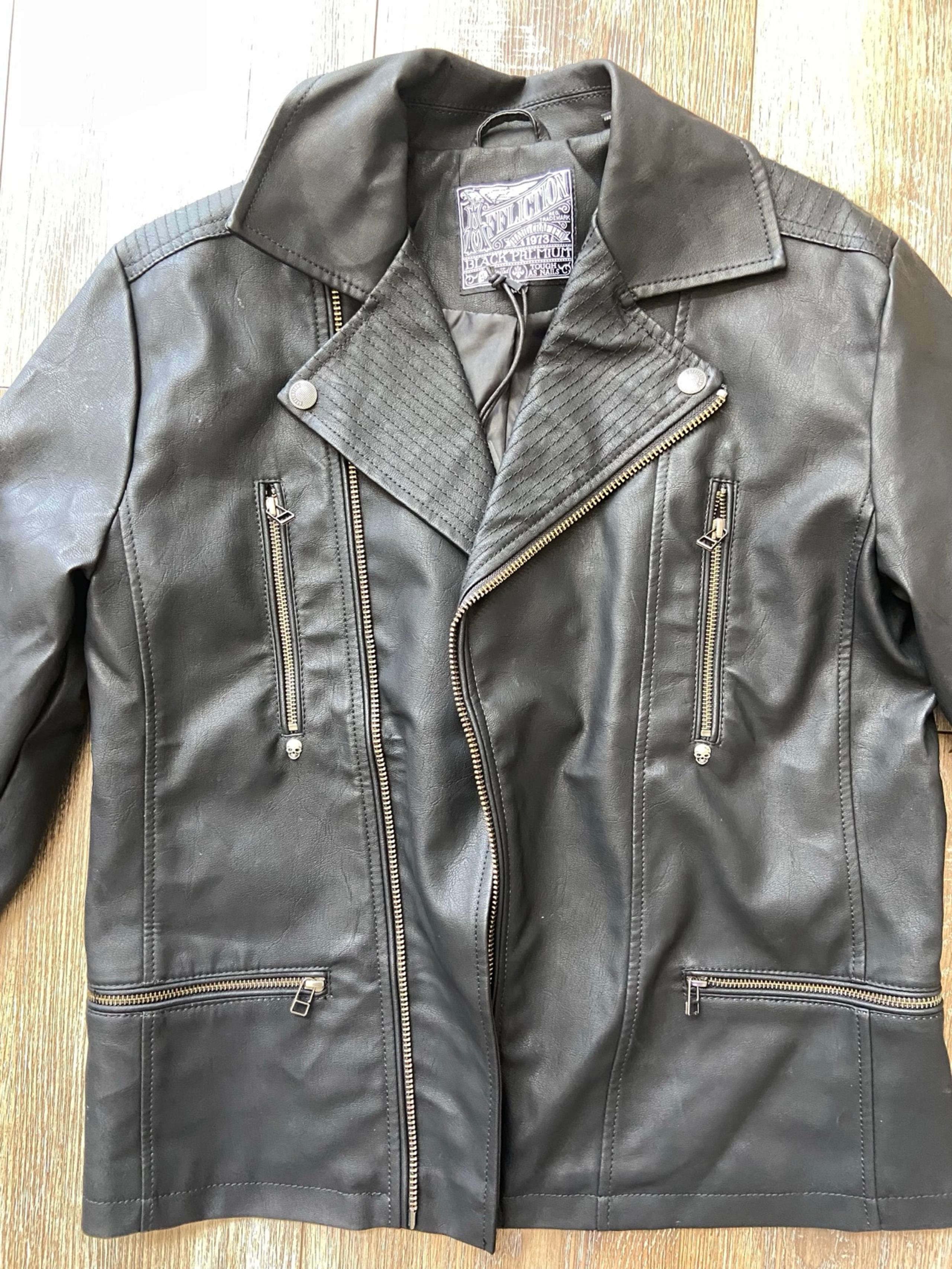 New Affliction limited edition faux Leather Jacket size medium womens bikercore