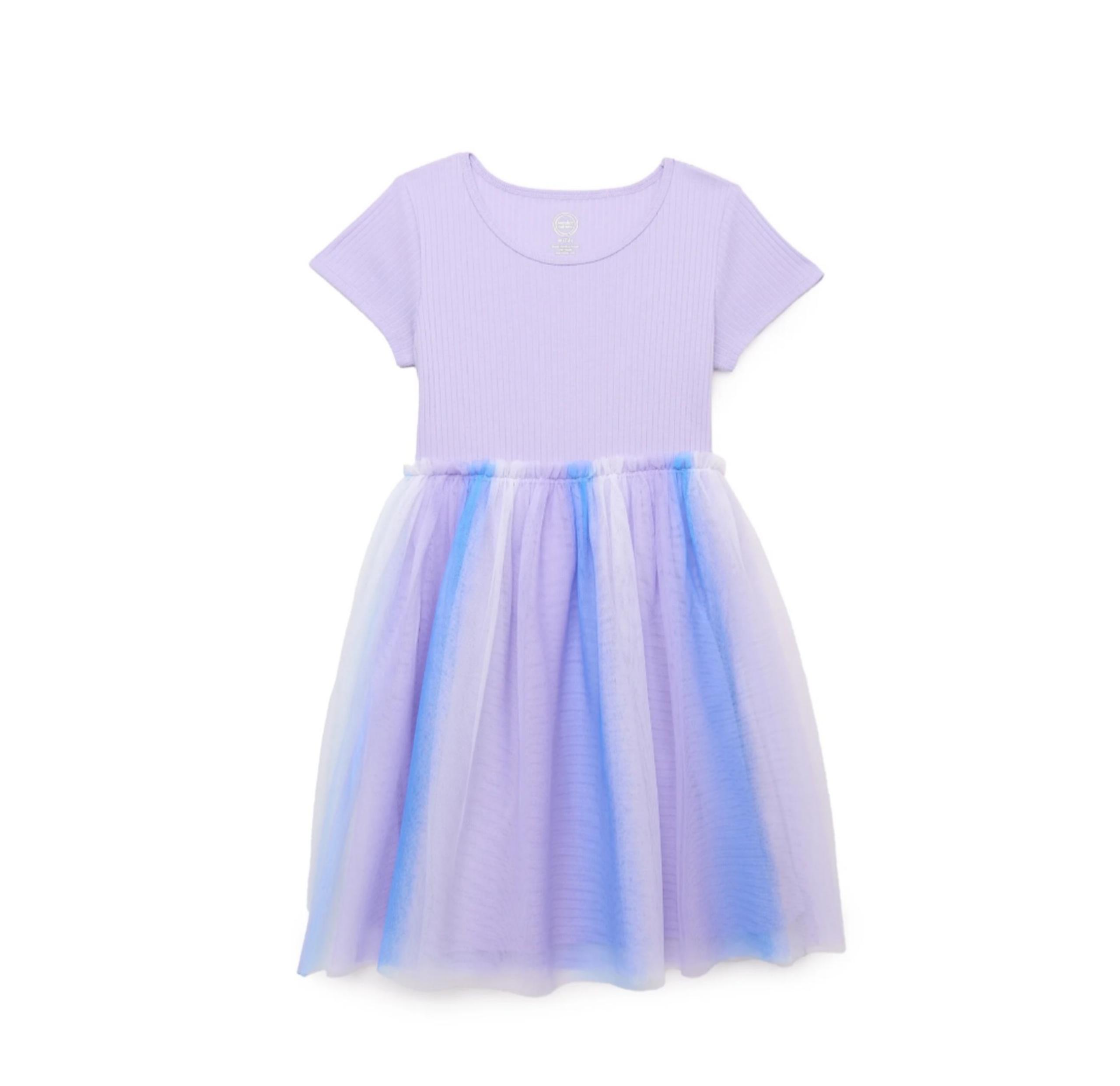Wonder Nation Girls Size S (6-6X) Short Sleeve Tutu Dress Purple Jasper NWT