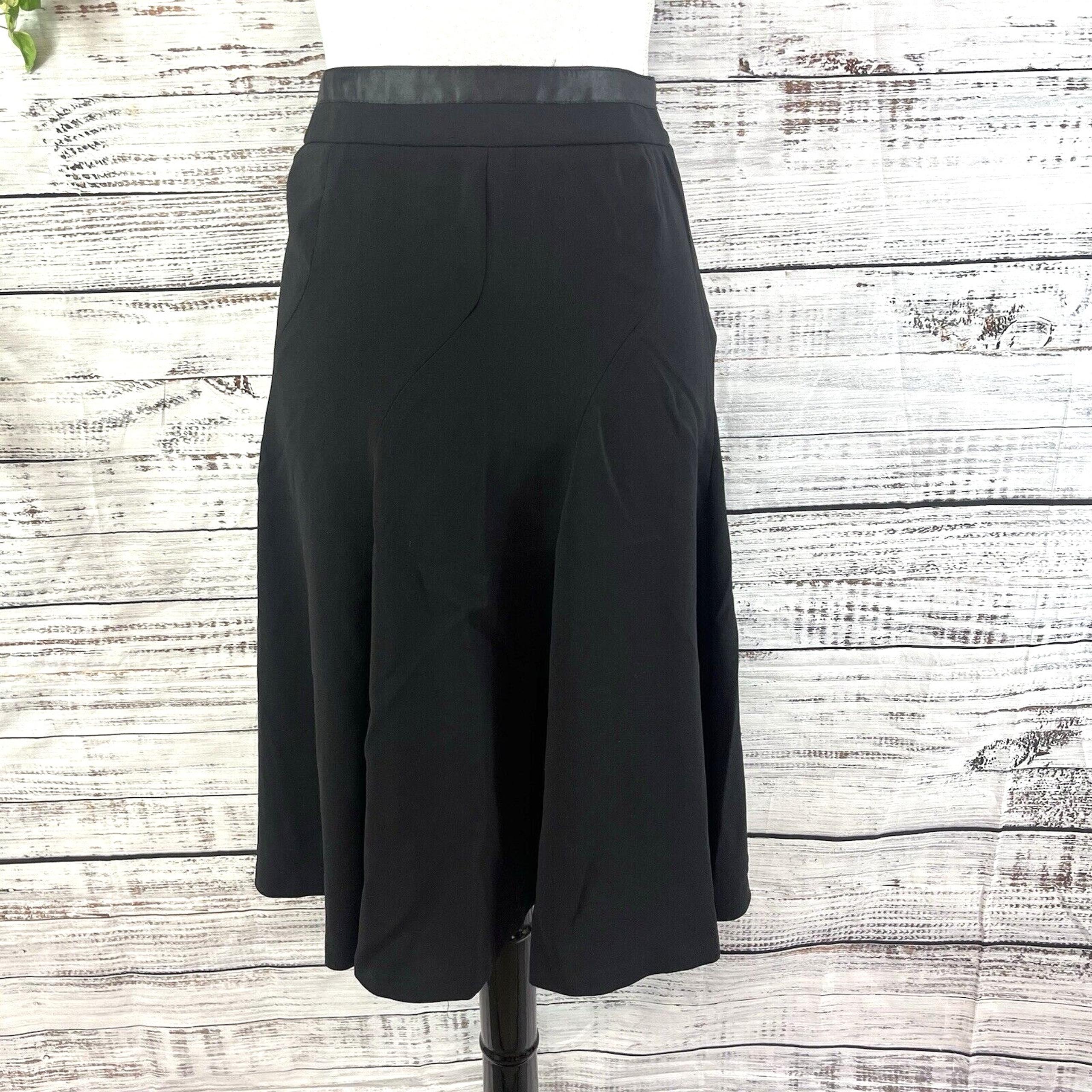 Studio & Co Skirt size 6 Black Knee Flared A Line Modest Stretch Career Church