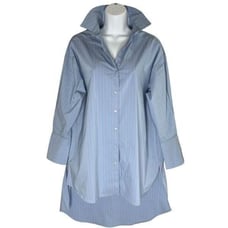 TOPSHOP Stripe Oversize Cotton Blend Button-Up Shirt Size 6