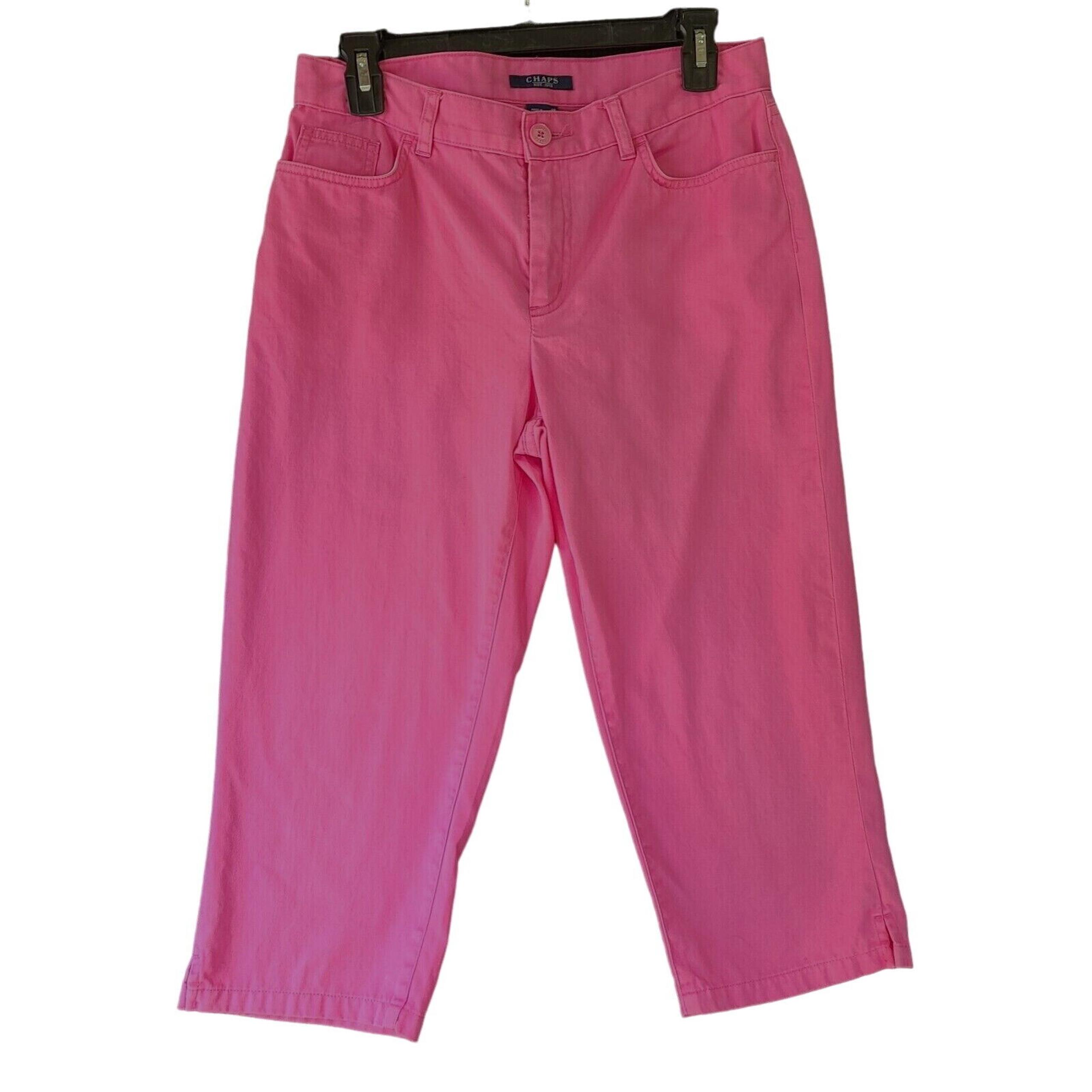 Chaps Womens Capri Pink Size 6P 100% Cotton Zip Button Closure Pockets Belt Loop