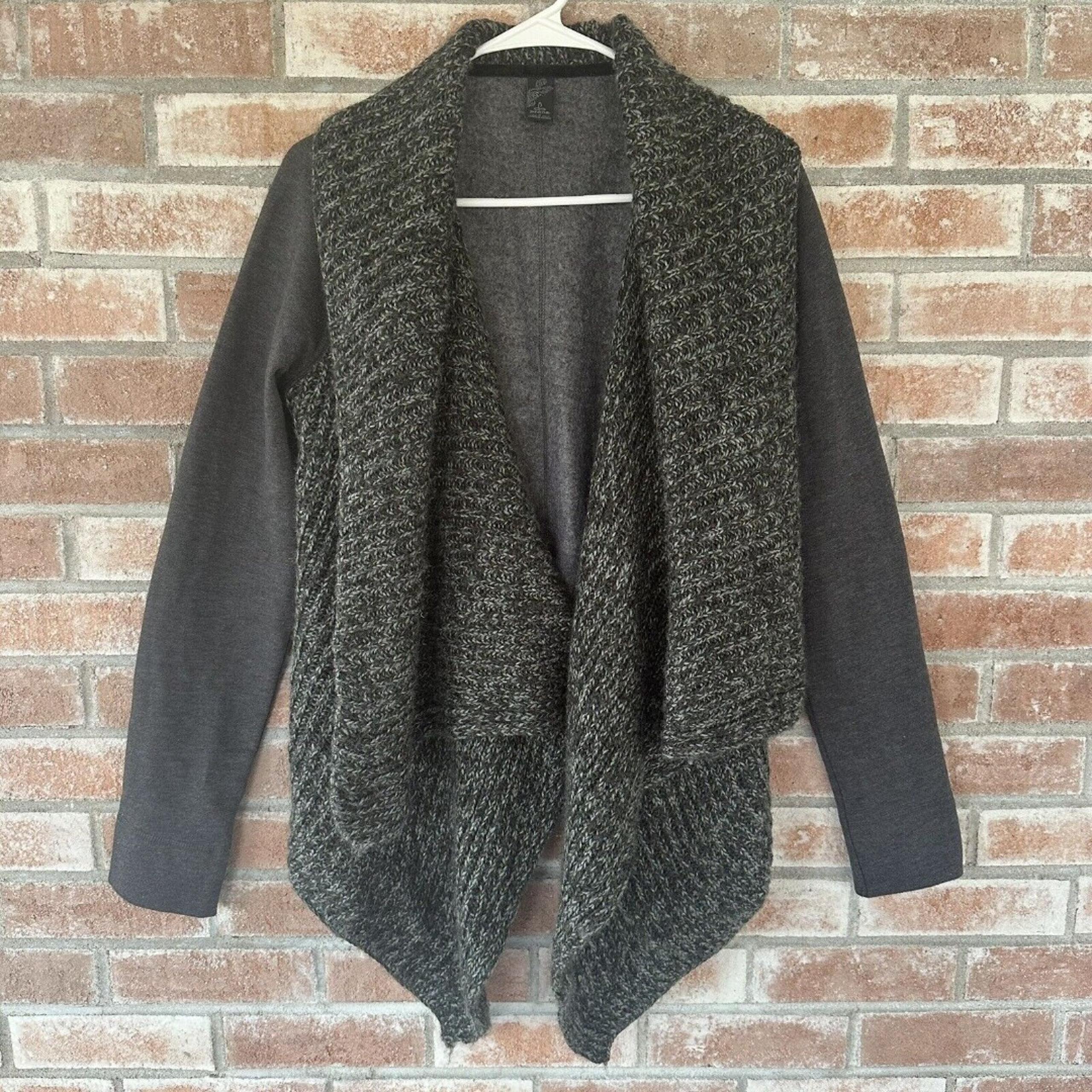 PrAna Demure Charcoal Gray Cardigan Sweater Small Wool Blend