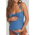 Mumu Mermaid Babymoon Maternity Blue Gingham sweetheart one piece halter NWOT M