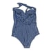 Mumu Mermaid Babymoon Maternity Blue Gingham sweetheart one piece halter NWOT M