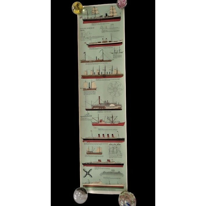 Vtg Engine Powered Ships Art Print Tre Tryckare Gothenburg Sweden Ephemera