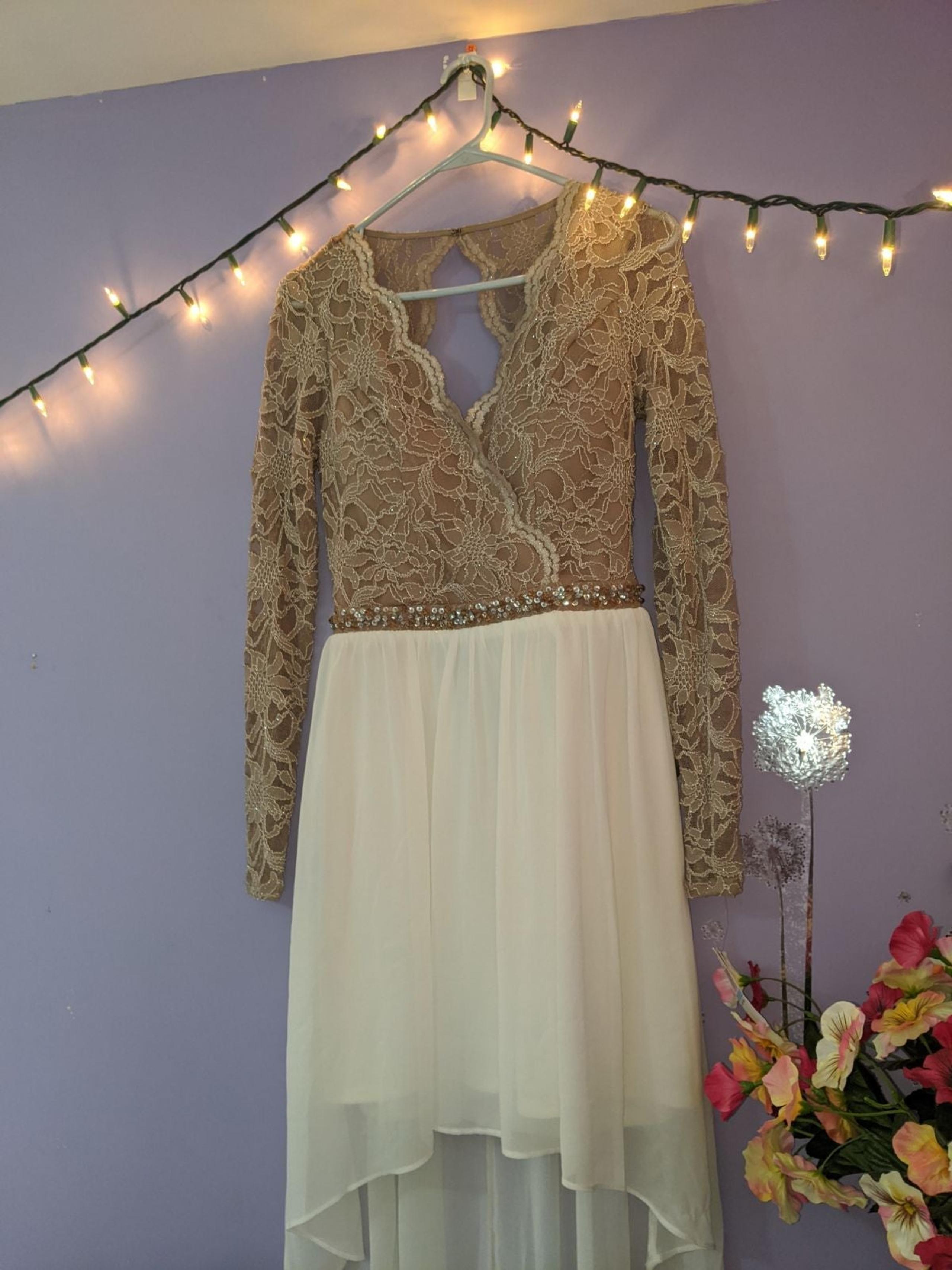 Lace Long Sleeve Prom Dress with Sequins - City Studio