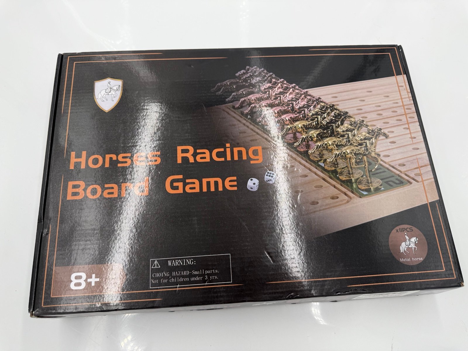 Jyquorp Horse Race Board Game Racing Game Thickened Solid Wood with 11 Luxurious
