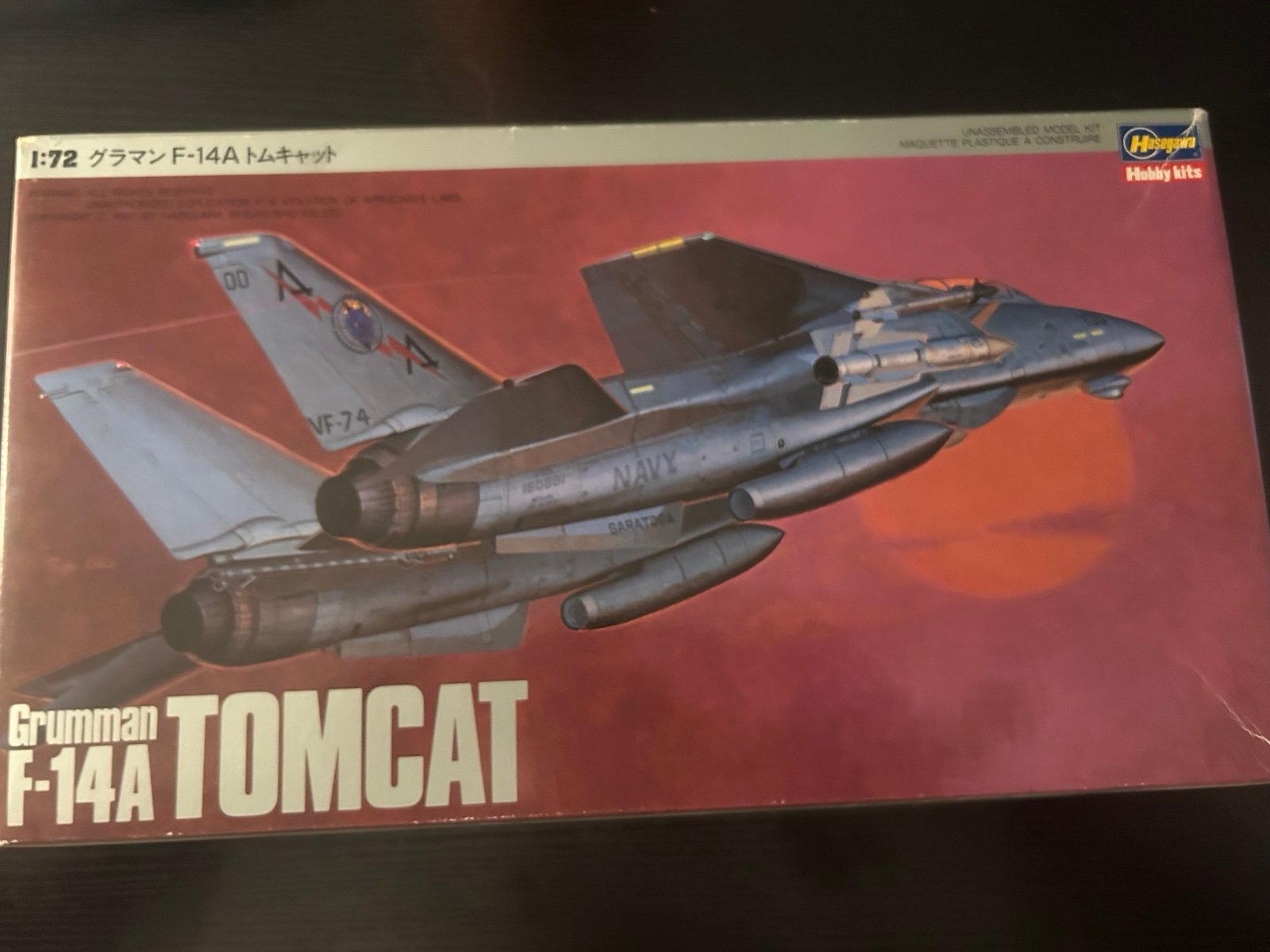 Hasegawa Grumman F-14A Tomcat 1/72 Scale Model Kit Navy Fighter Top Gun 1987