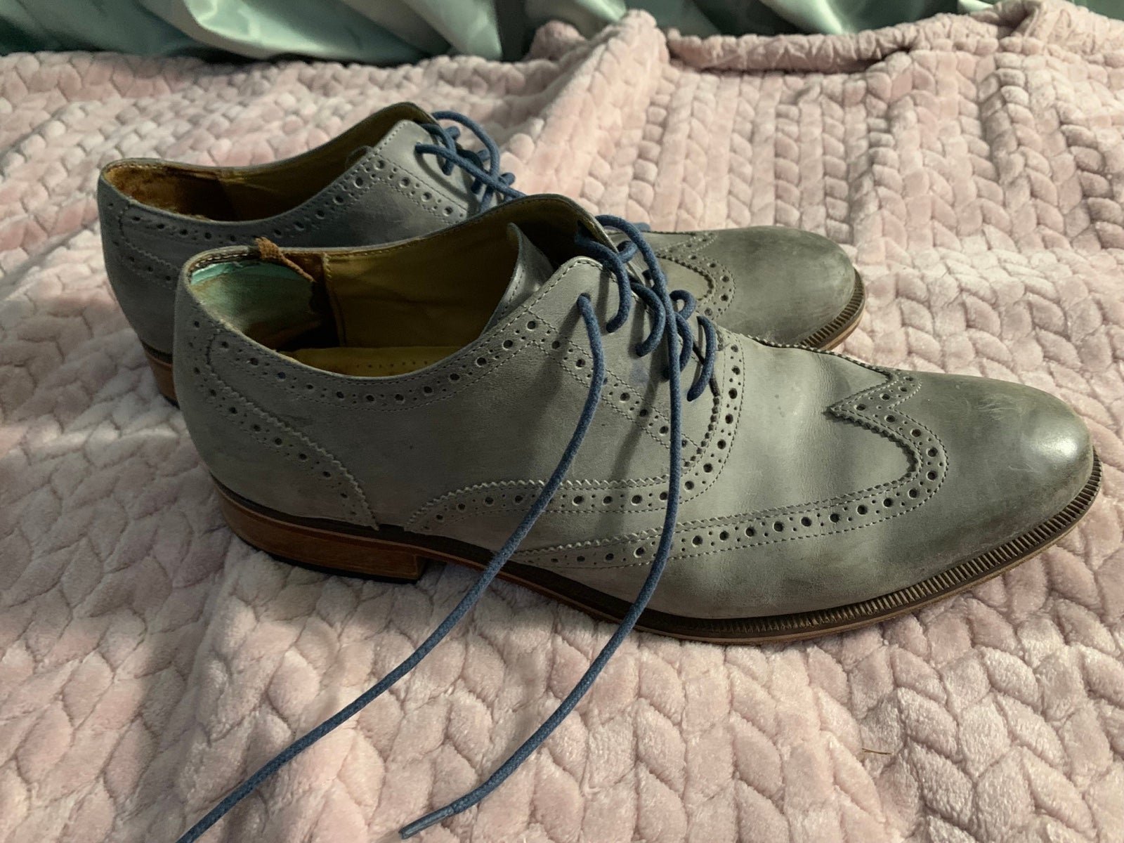 Cole Haan Gray Leather Dress SHOES Wingtip Oxford Baroque men’s size 13