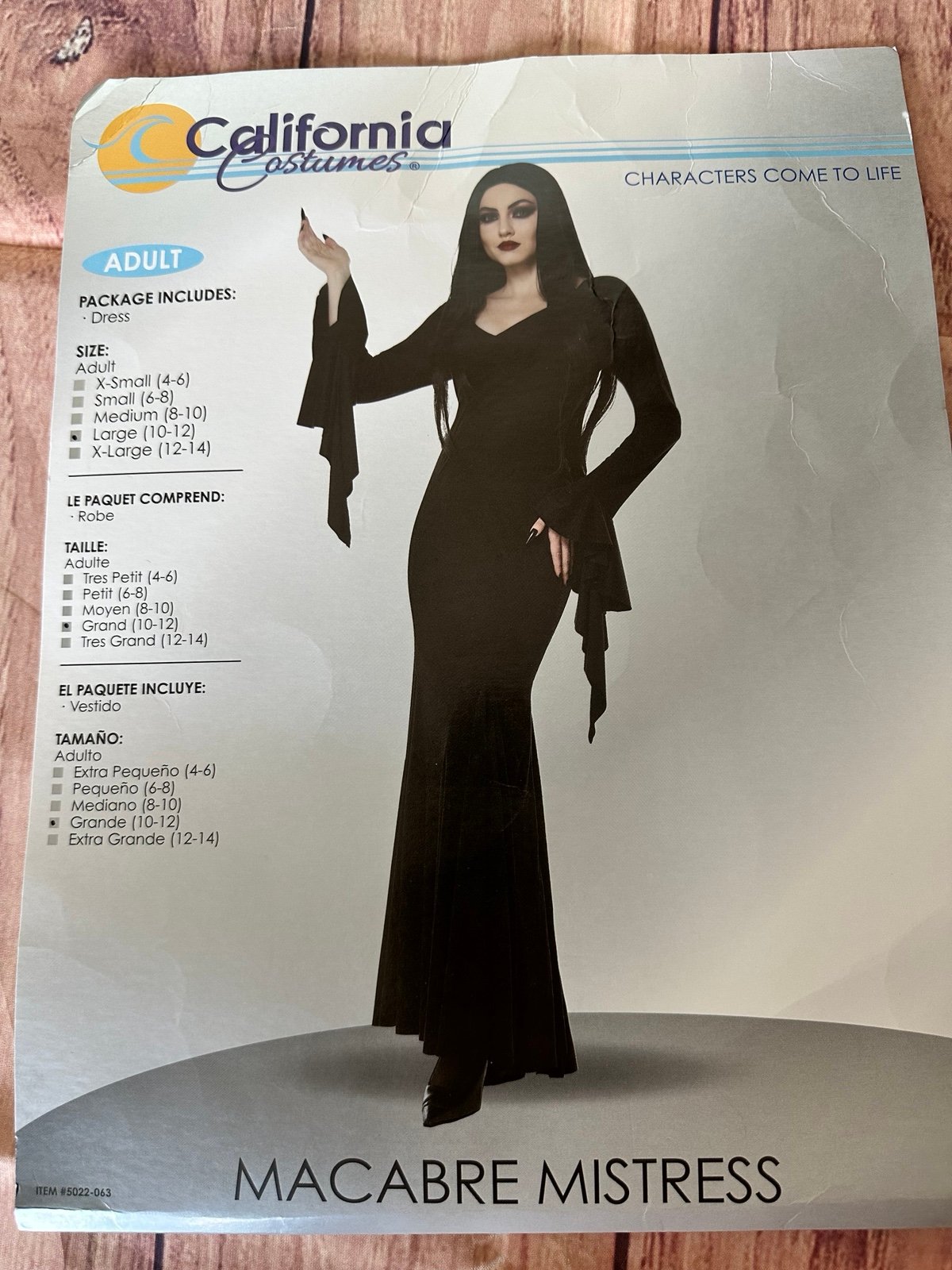 Morticia Addams Dress Adult Halloween Costume Size L