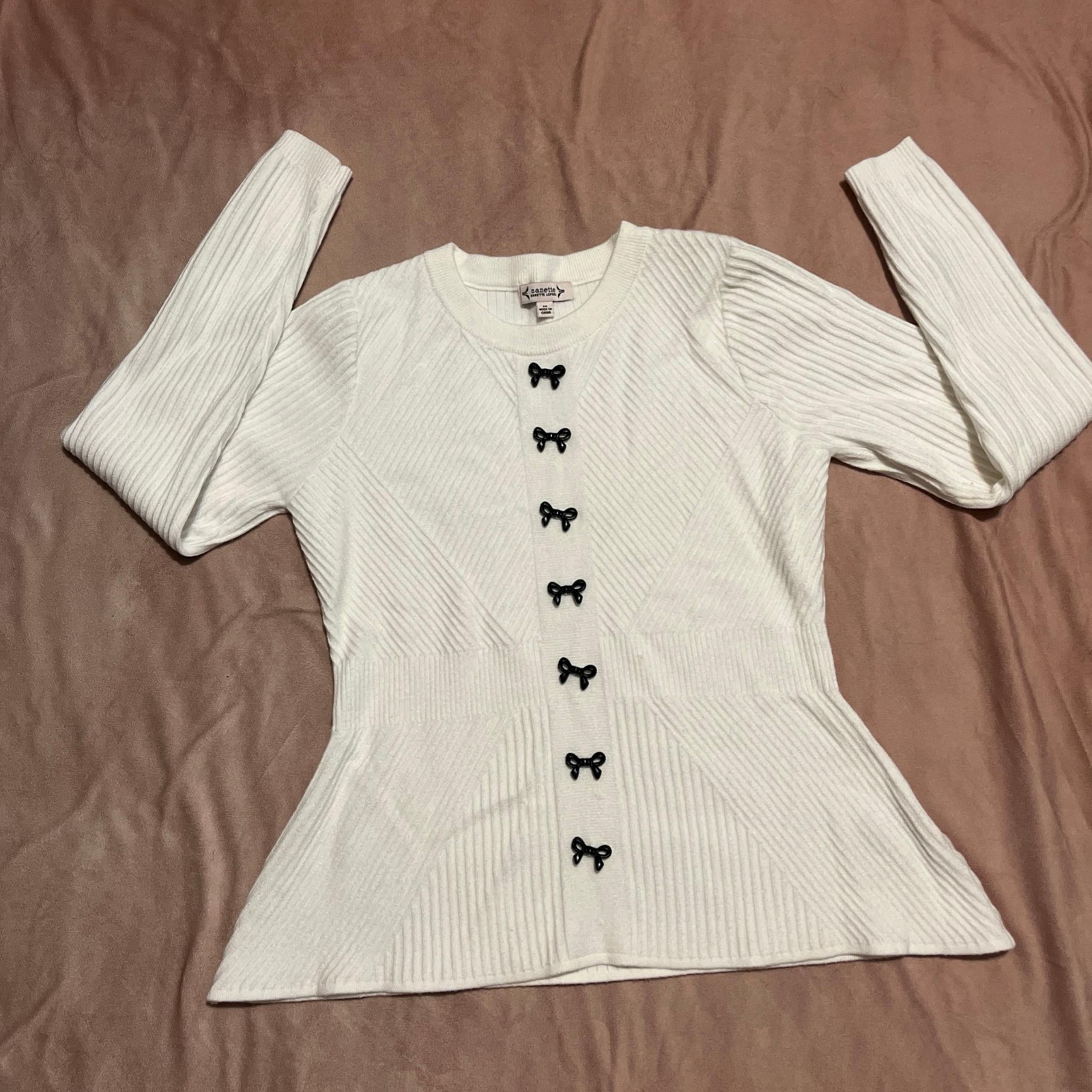women’s pullover ribbed sweater white size M - Nanette Lepore