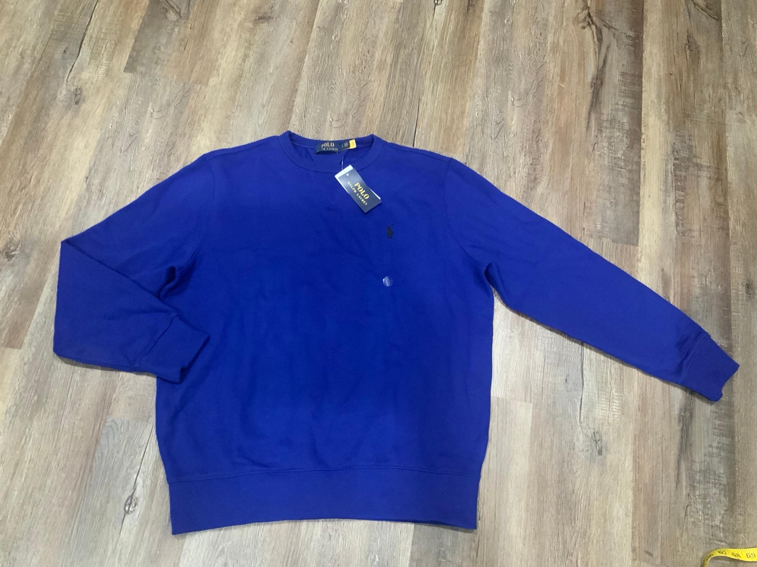 NWT POLO RALPH LAUREN Crewneck Cotton Blend Pullover Blue Sweatshirt Mens Large