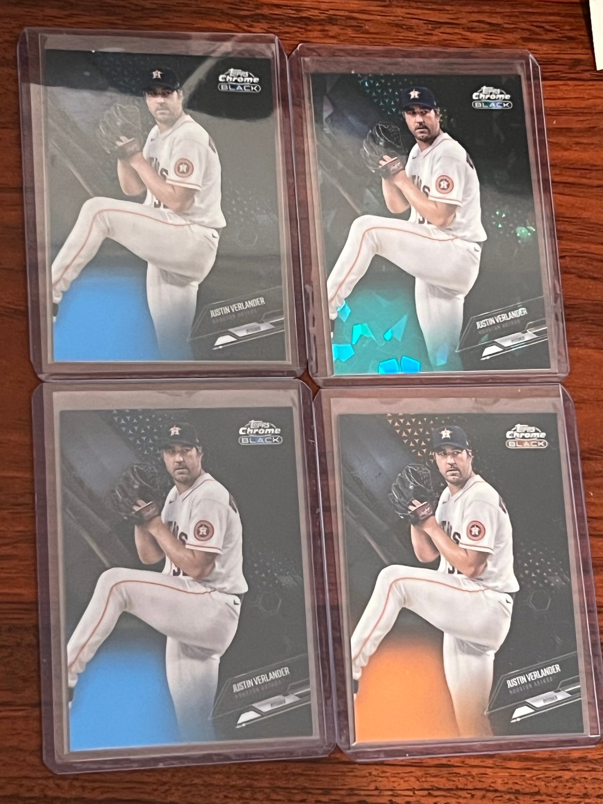 2021 Topps Chrome Black Justin Verlander Orange /25 Blue /75 Green /99 Lot (4)
