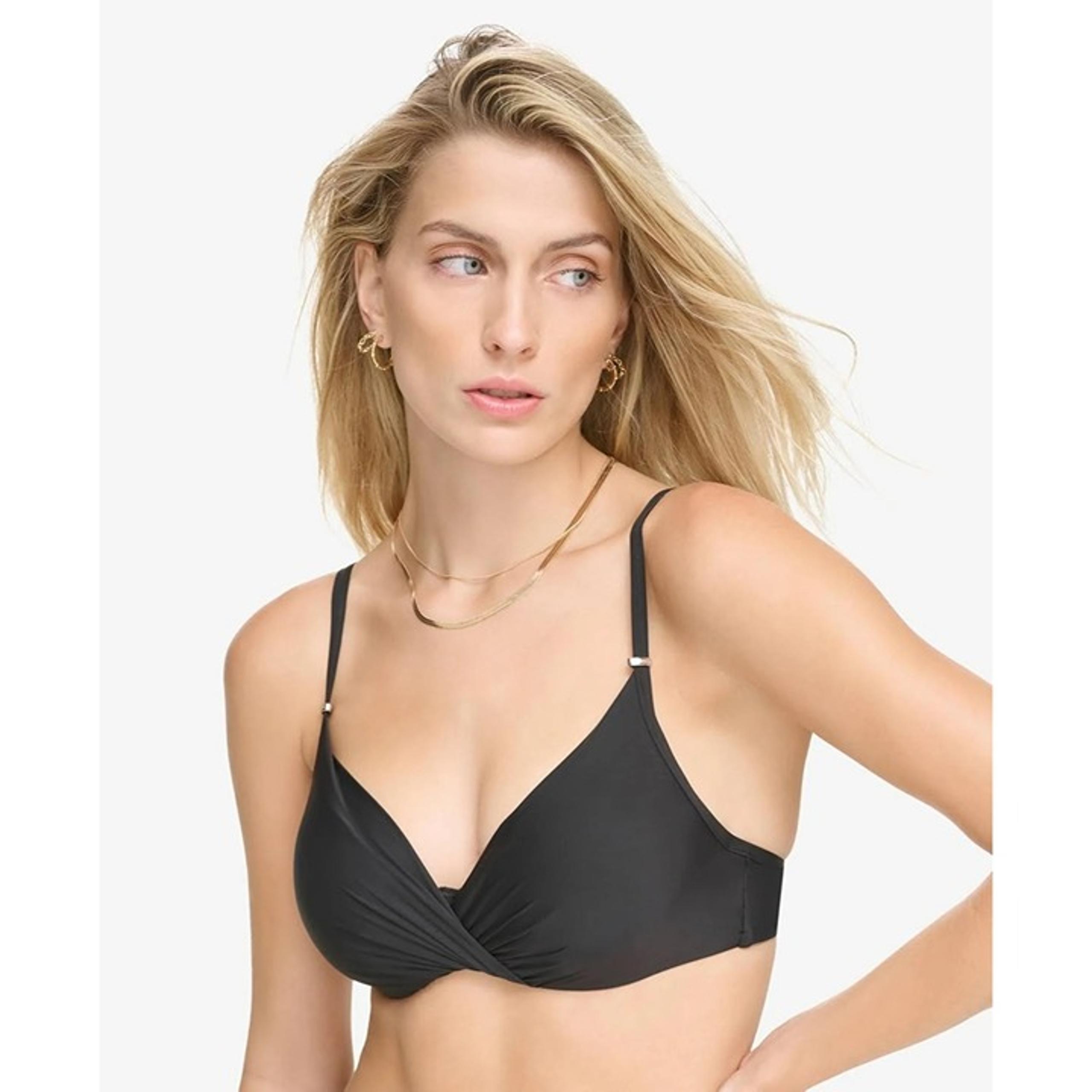Calvin Klein Black Liquid Touch Swim Bra Removable Soft Cups Adjustable Size S