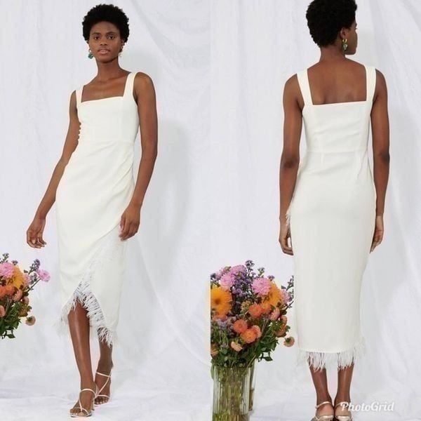 REVOLVE SAYLOR CAYLIN Bridal Wedding Engagement Ostrich Feather Wrap DRESS