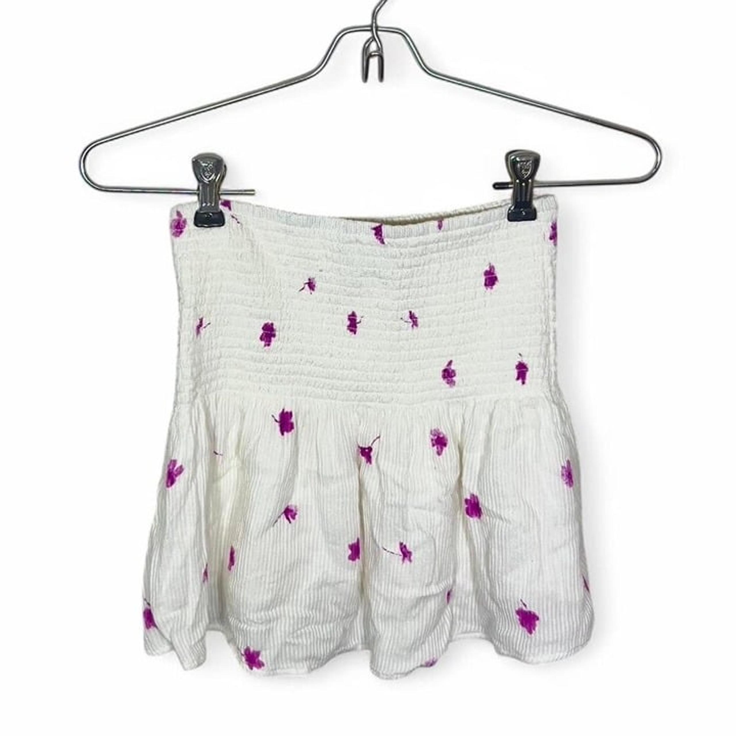 Etiquette White/Purple Floral Skirt With Elastic Waistband