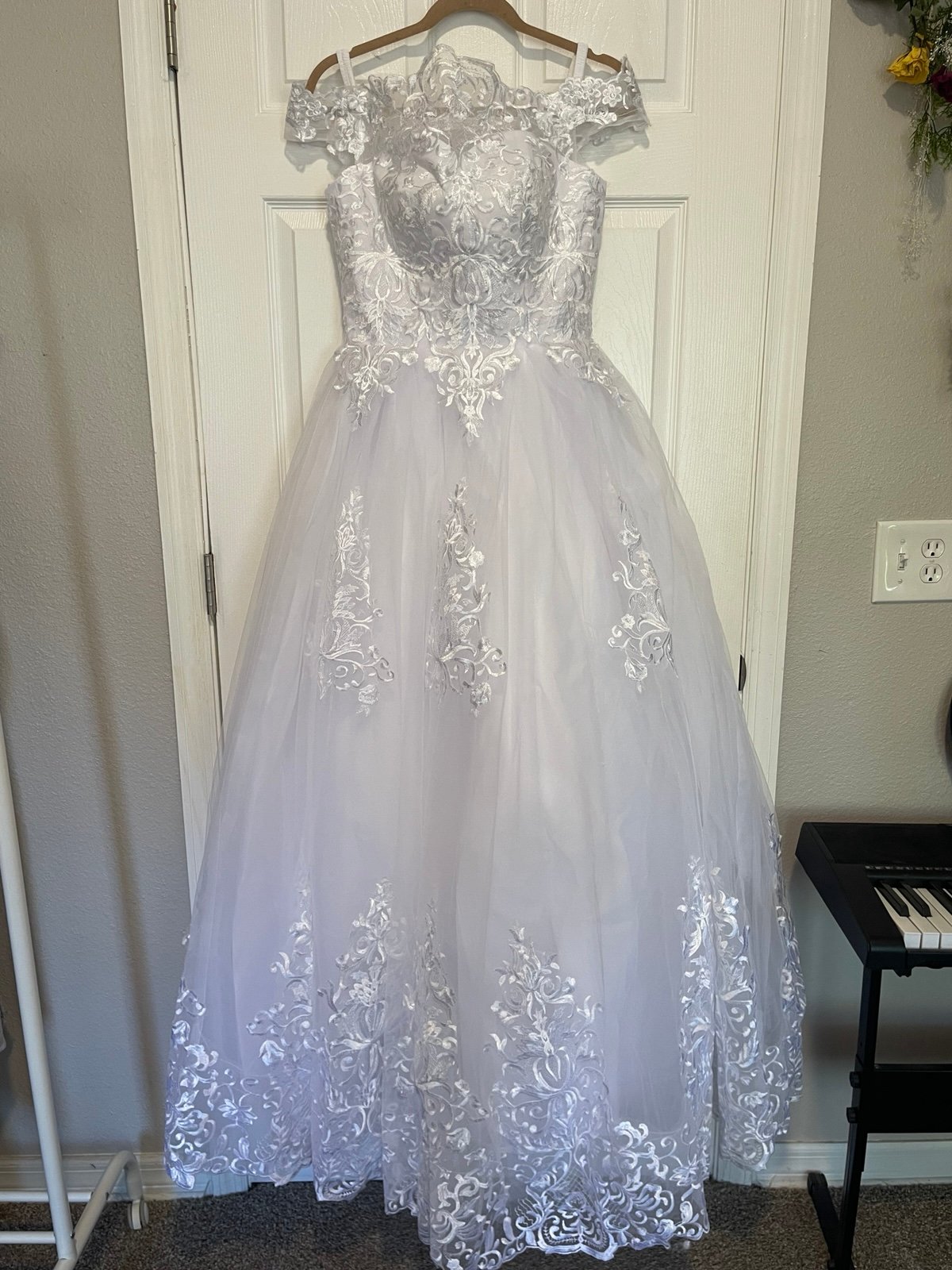 Wedding Dress Women's Lace Princess Off-Shoulder Wedding Dress with Corset Back