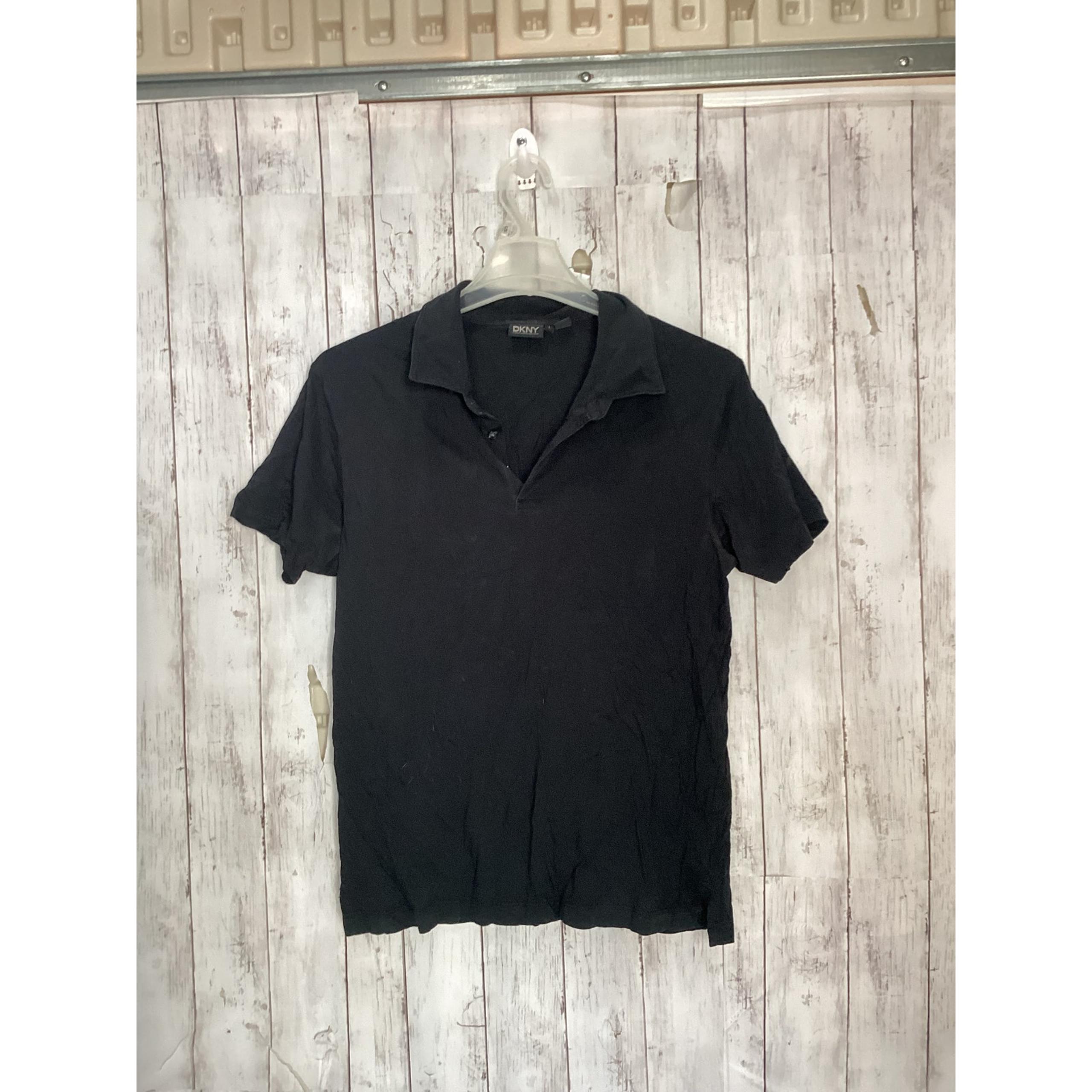 DKNY Luxury Touch Slim Fit Short Sleeve Black Polo Shirt Size Large Boys