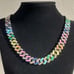 Mens Rainbow 4ct Diamond 18K White Gold Chain Link Necklace Guys 24 Jewelry 24