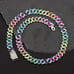 Mens Rainbow 4ct Diamond 18K White Gold Chain Link Necklace Guys 24 Jewelry 24