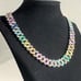 Mens Rainbow 4ct Diamond 18K White Gold Chain Link Necklace Guys 24 Jewelry 24