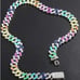 Mens Rainbow 4ct Diamond 18K White Gold Chain Link Necklace Guys 24 Jewelry 24