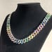 Mens Rainbow 4ct Diamond 18K White Gold Chain Link Necklace Guys 24 Jewelry 24
