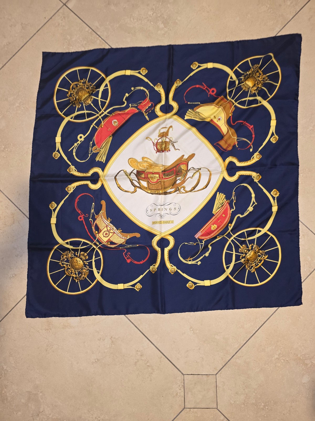 HERMES SILK SCARF BLUE 90CM NEVER USED SPRING