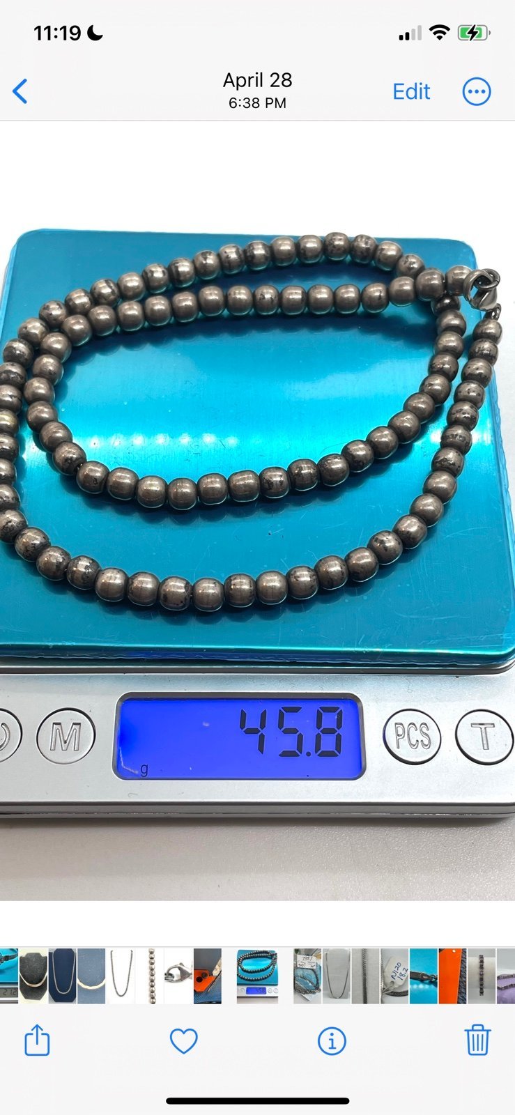 Vintage Sterling Ball Bead Necklace. 7387
