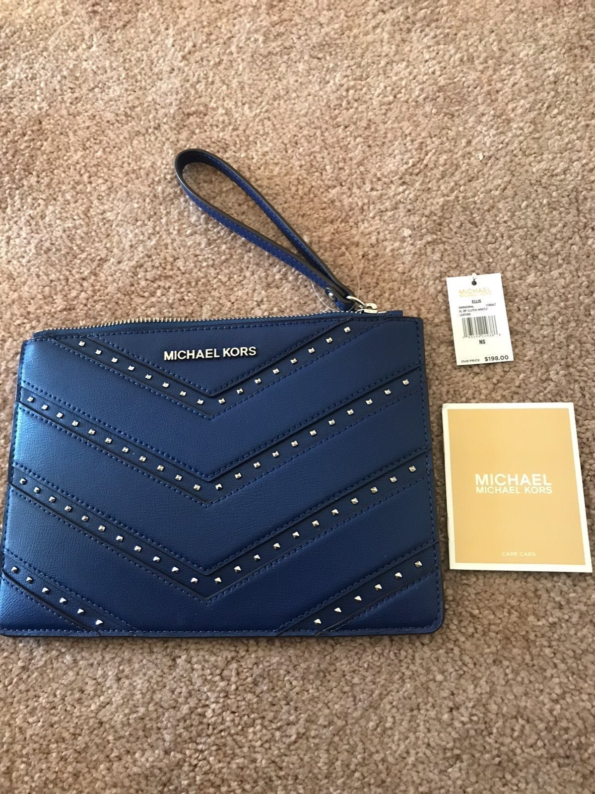 MICHAEL KORS XL ELLIS COBALT CLUTCH