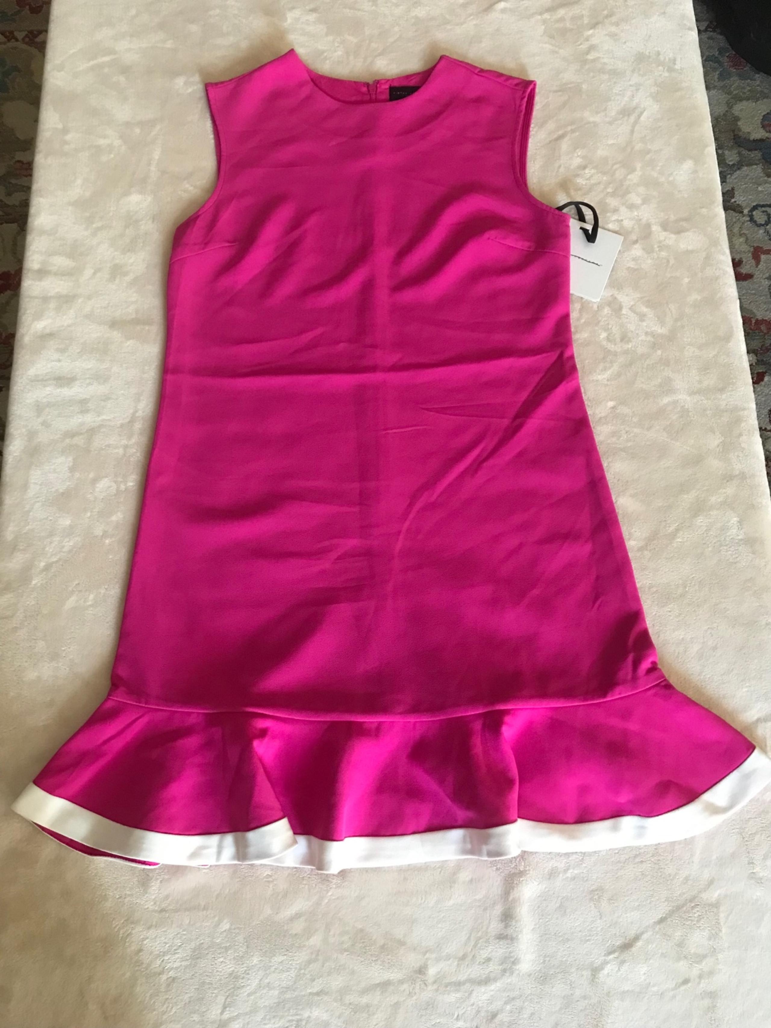 NEW Victoria Beckham Fuchsia Ruffle Hem Dress Size XS