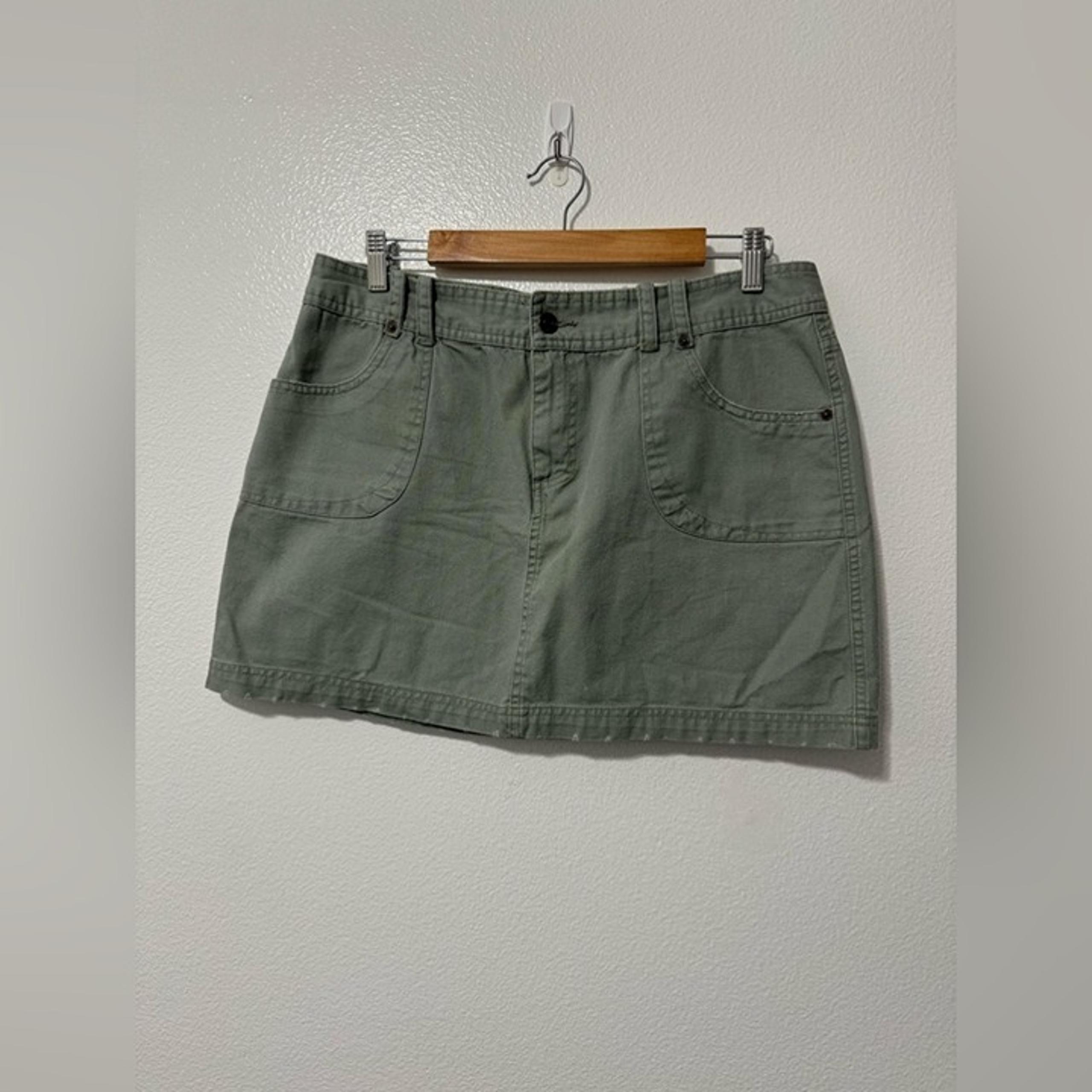 Vintage Route 66 army green denim mini skirt size 12