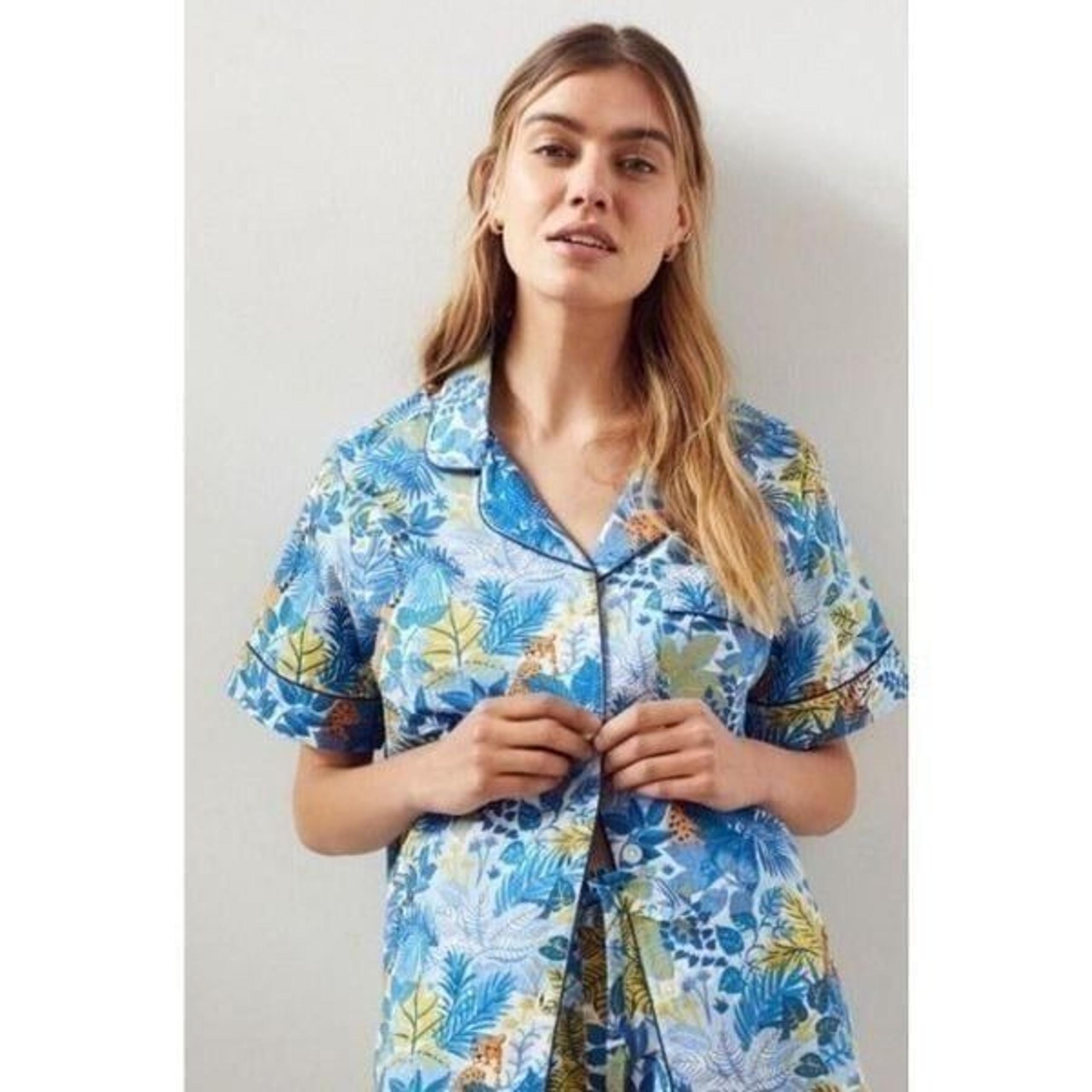 Anthropologie Printfresh Womens Large Pajama Top Botanical Print Organic Cotton