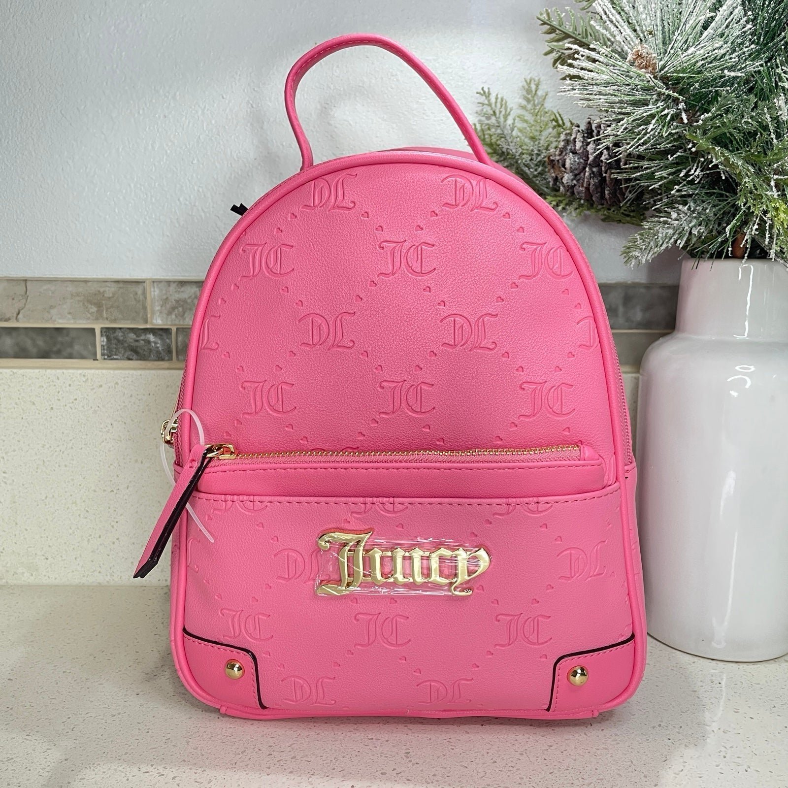 NEW Juicy Couture Pink Lemonade Bestseller Pullout Pouch BP Backpack with Gold H